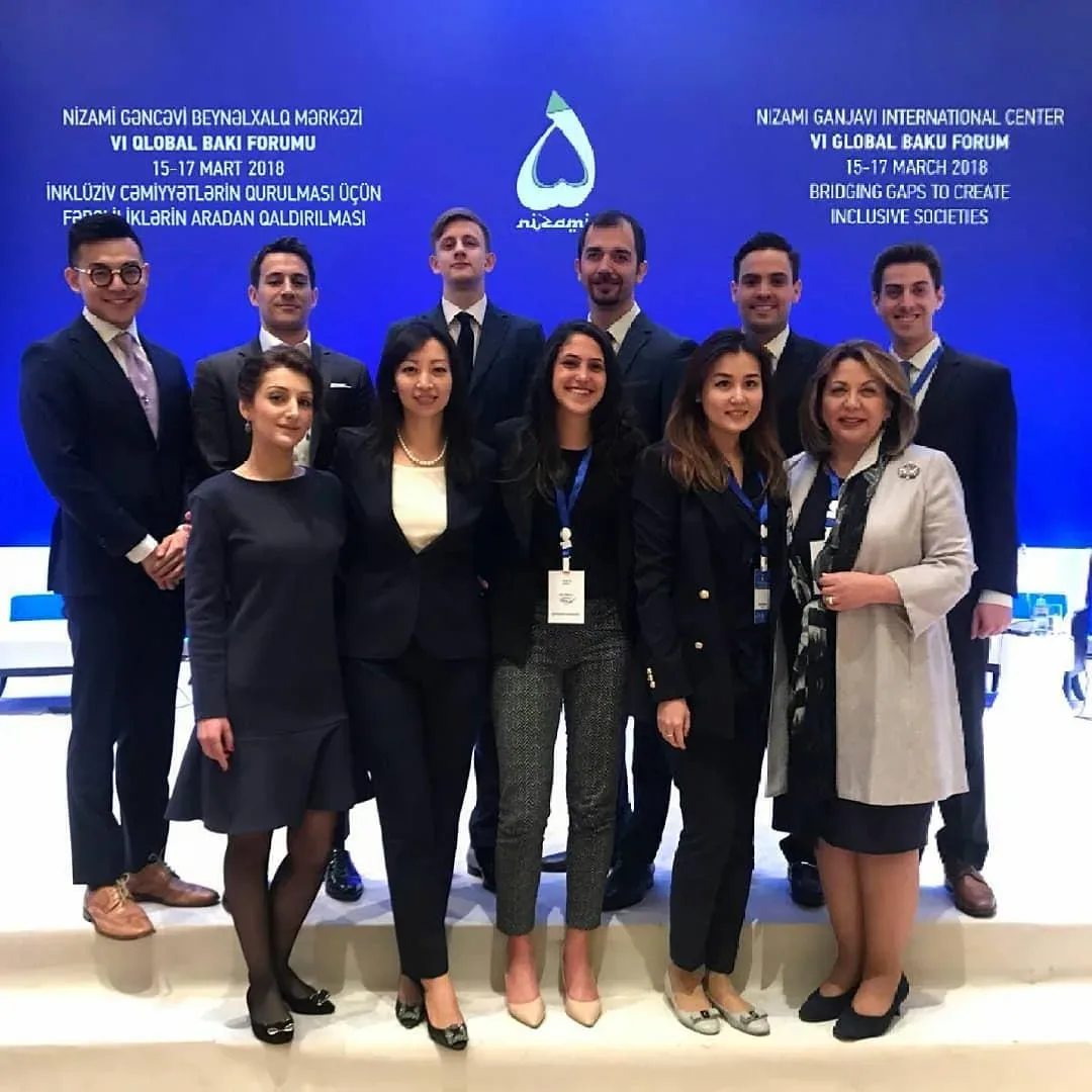 delegates on stage under the global baku forum banner