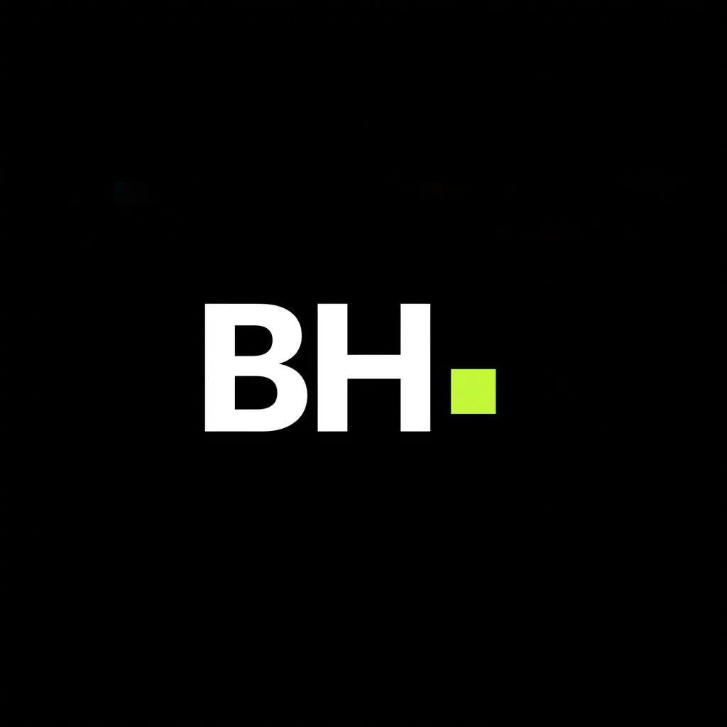 BH. logo on black