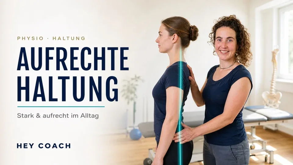 Cover Aufrechte Haltung: Elsa korrigiert die Haltung einer Frau, eine Linie zeigt die Wirbelsäule