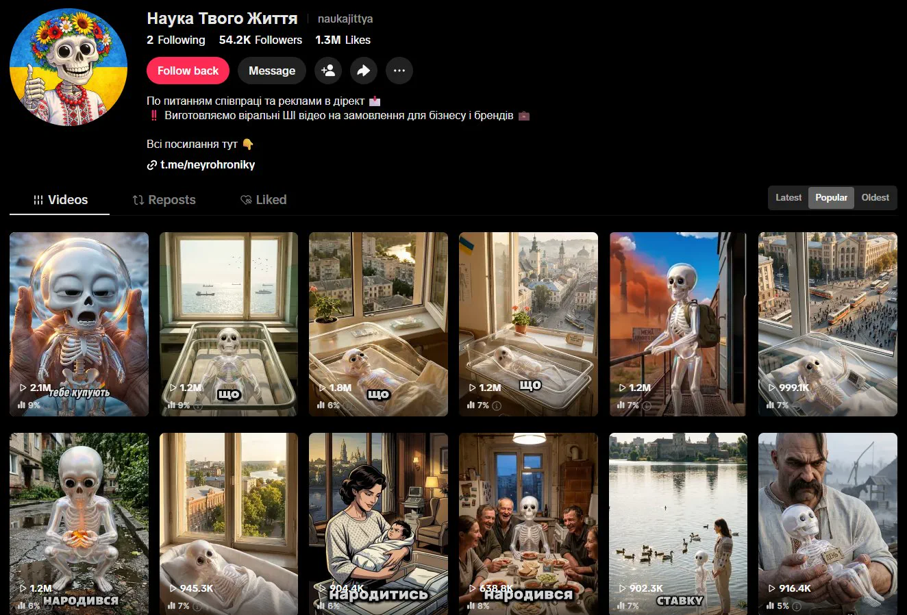 tiktok profile — 54.2k followers, 1.3m likes, viral ai videos for business and brands