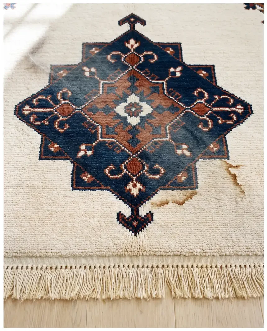 Rug before, stained