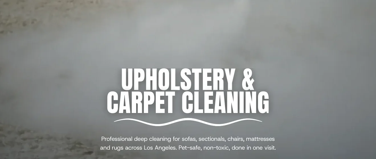 First website on Framer: white headline “Upholstery & Carpet Cleaning” over a steam photo