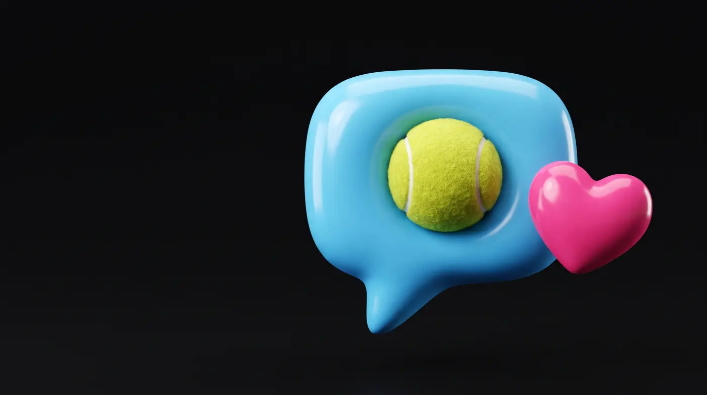 Soft 3D clay illustration: a chat bubble holding a tennis ball — a customer message waiting for a reply